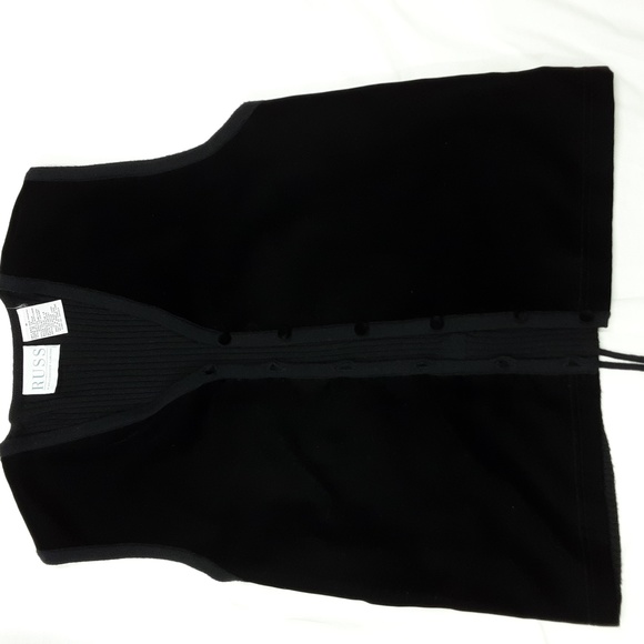 Liz Claiborne Russ Black Velvet Sweater Vest Woman's Medium - Picture 3 of 10